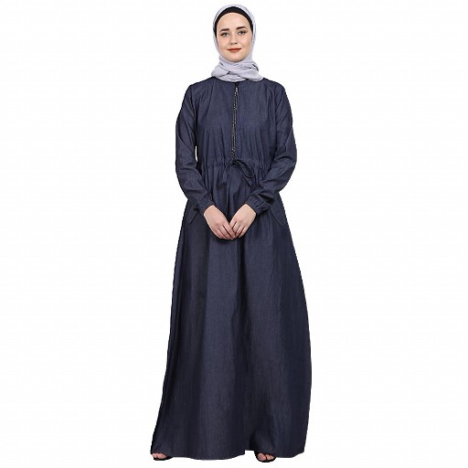 Fashionable Zipper Denim abaya